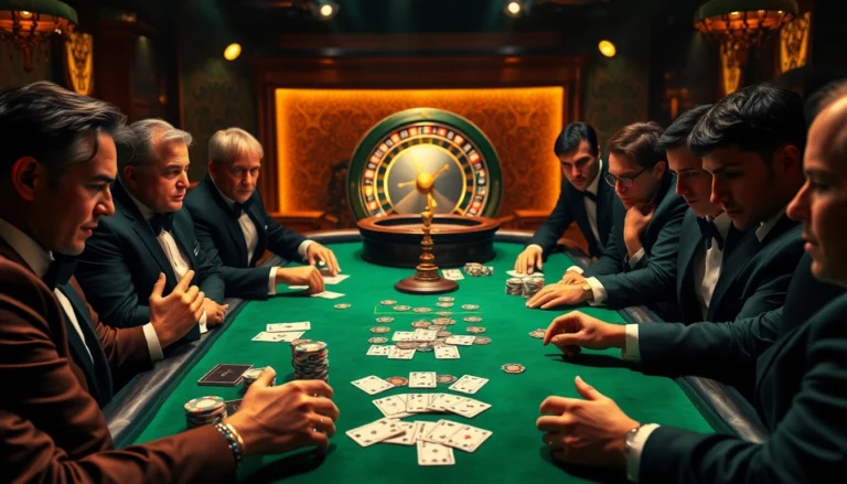 Immerse in a thrilling c168 poker showdown at a glamorous casino table.