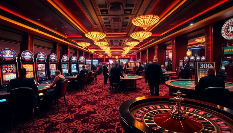 Experience thrilling gameplay at nohu52 with vibrant casino activities and engaging players at luxurious tables.