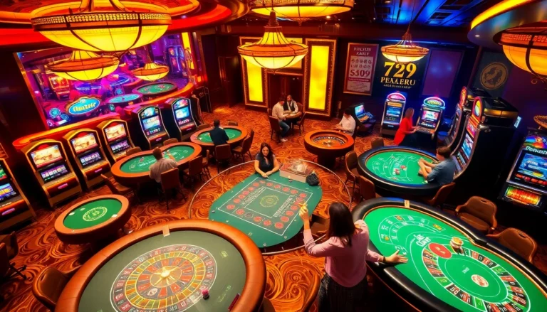 Experience the excitement at 789f with vibrant casino games, including poker and roulette tables, and celebratory players.