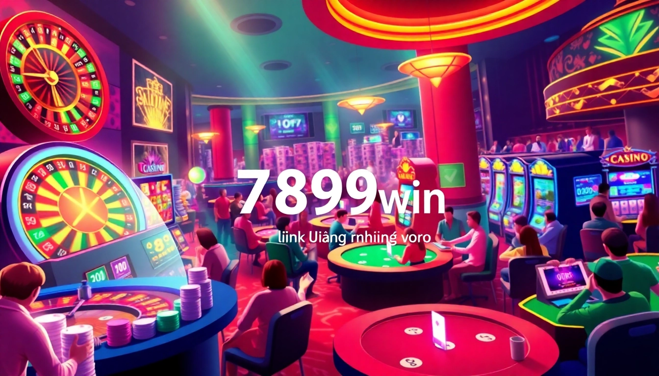 Experience thrilling moments with the 789win link đăng nhập in an exciting casino scene featuring vibrant games and players.
